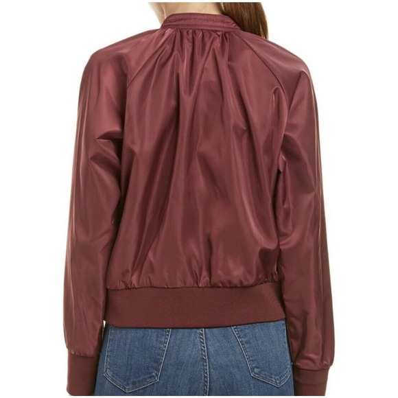 Free People Women Satin Midnight Bomber Full Zip Jacket Maroon Burgundy Red S - Picture 12 of 12